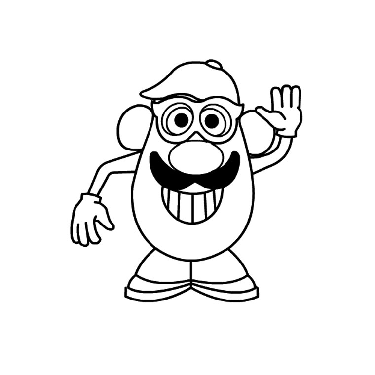 Coloriage de Monsieur Patate avec ses accessoires colorés