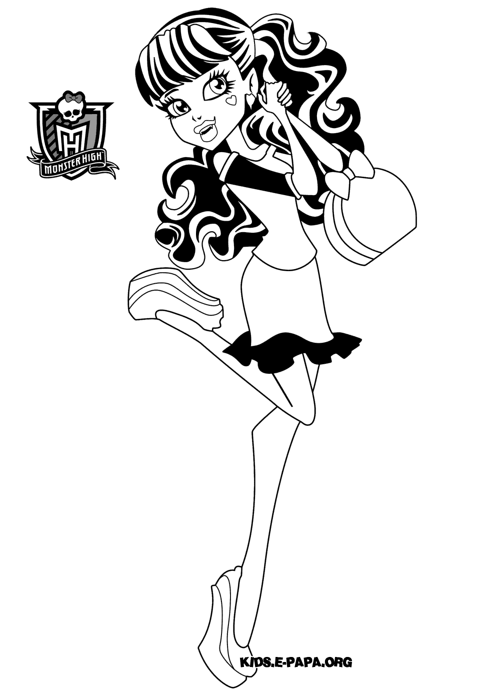 Coloriage de Monster High avec des personnages emblématiques en pleine action