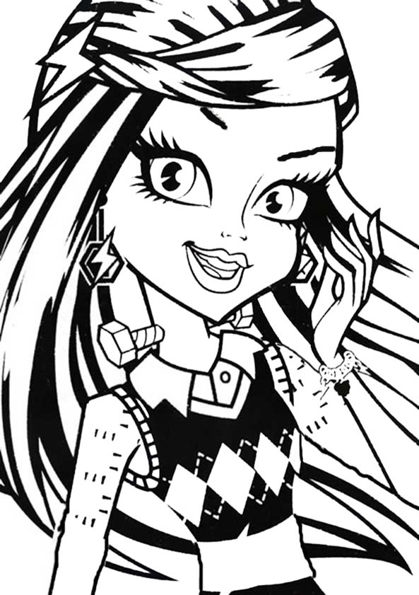 Un personnage de Monster High en pleine pose sur fond stylisé