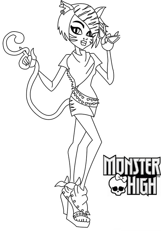 Coloriage de Monster High avec des personnages emblématiques en pleine action