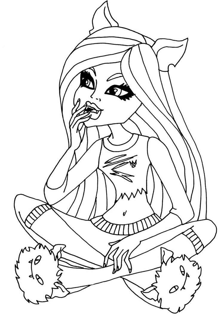 Coloriage de Monster High avec un personnage emblématique en pleine pose