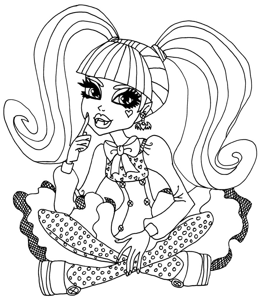 Coloriage de personnages de Monster High en pleine action