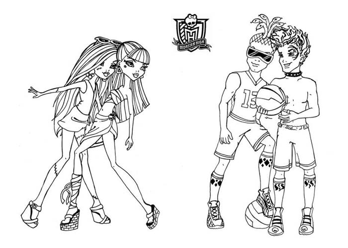 Coloriage de Monster High avec une élève dans une pose dynamique