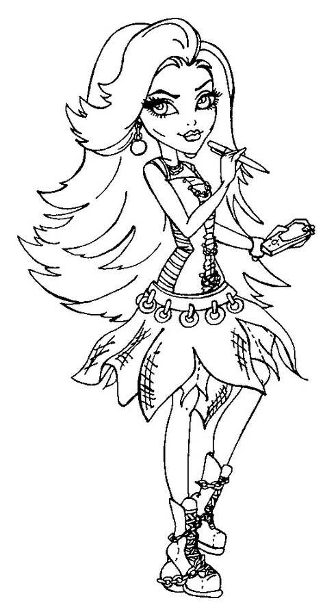 Personnage de Monster High en pleine pose avec un décor stylisé