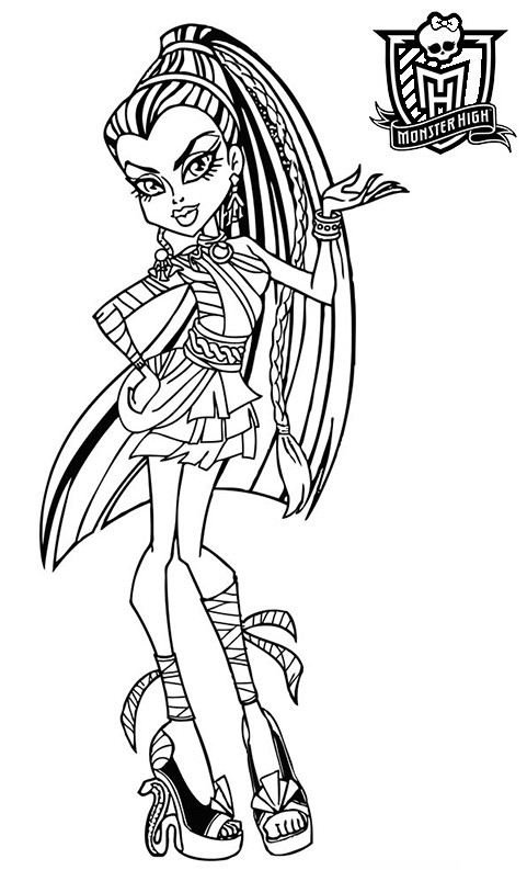 Coloriage de Monster High avec des personnages emblématiques dans un décor stylisé