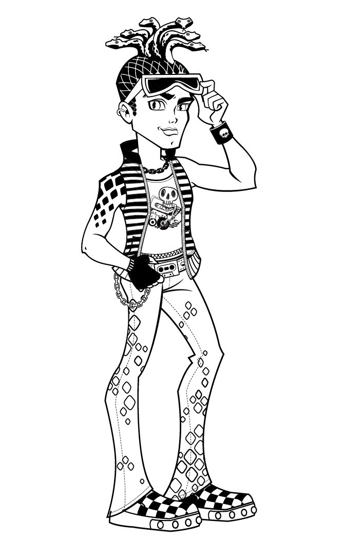 Personnage de Monster High en pleine pose avec un décor stylisé