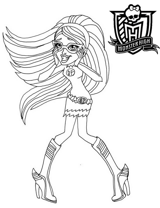 Coloriage de personnage de Monster High en pleine pose dynamique
