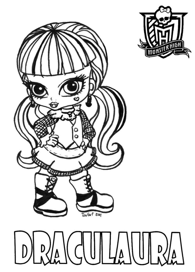 Coloriage de Monster High avec une élève dans une pose dynamique