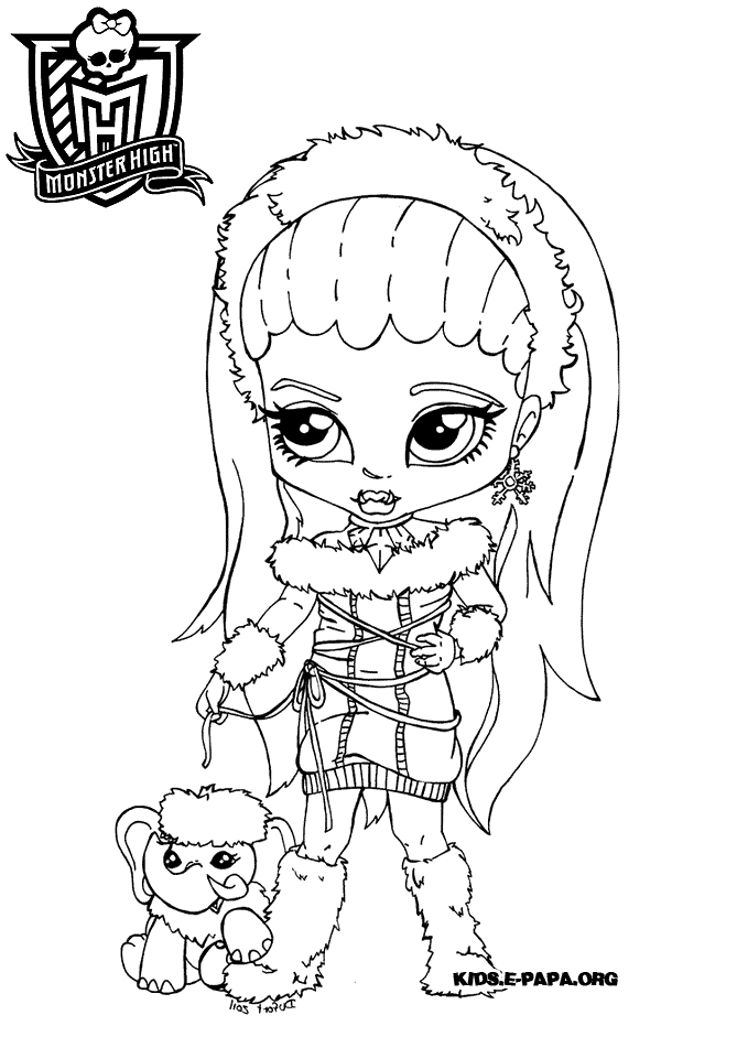 Un personnage de Monster High prêt à être colorié dans son univers gothique