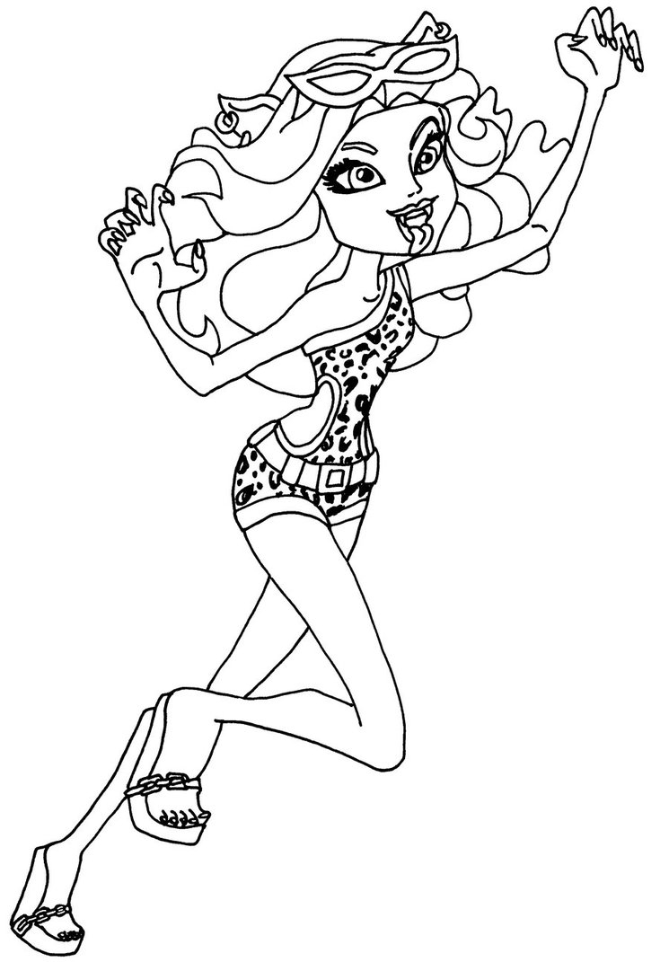 Coloriage de personnage Monster High dans une pose dynamique