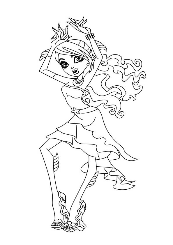 Coloriage de personnage Monster High avec un fond stylisé