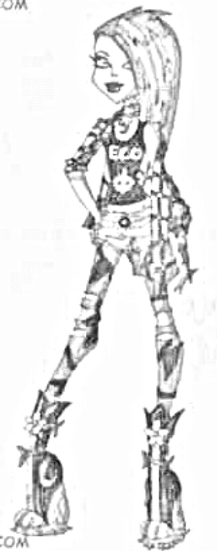Personnage de Monster High en pleine pose sur un fond stylisé