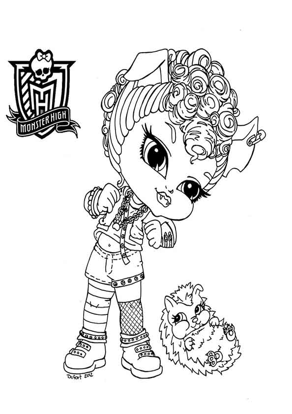 Personnage de Monster High en pleine pose avec un décor stylisé