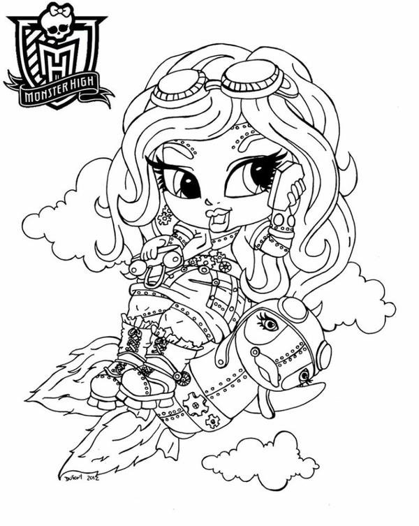 Coloriage de Monster High avec un personnage stylisé dans une pose dynamique