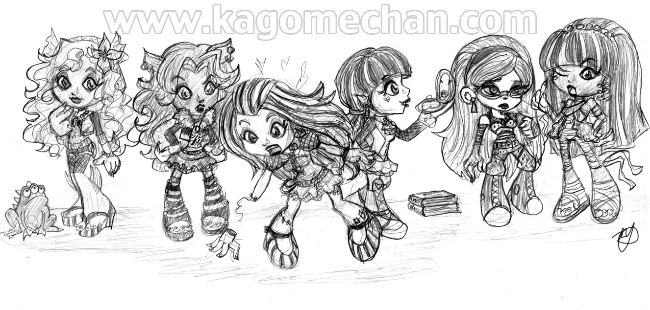 Coloriage de Monster High avec des personnages en pose dynamique