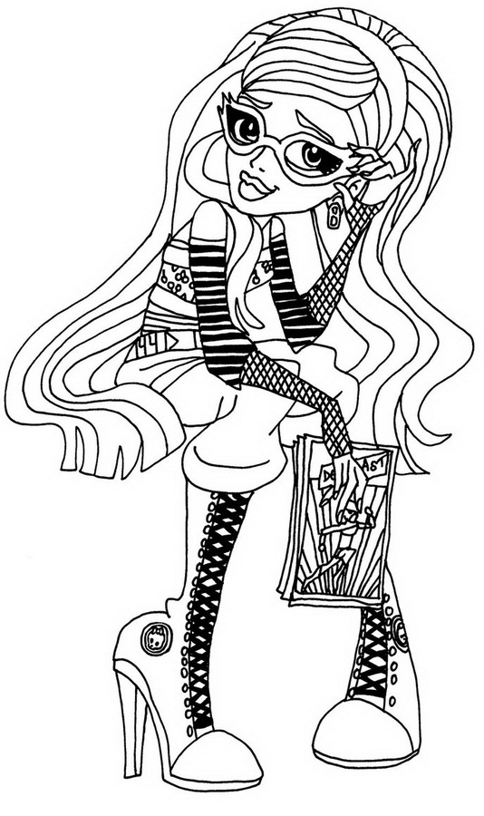 Coloriage d'une vampire de Monster High dans une pose dynamique