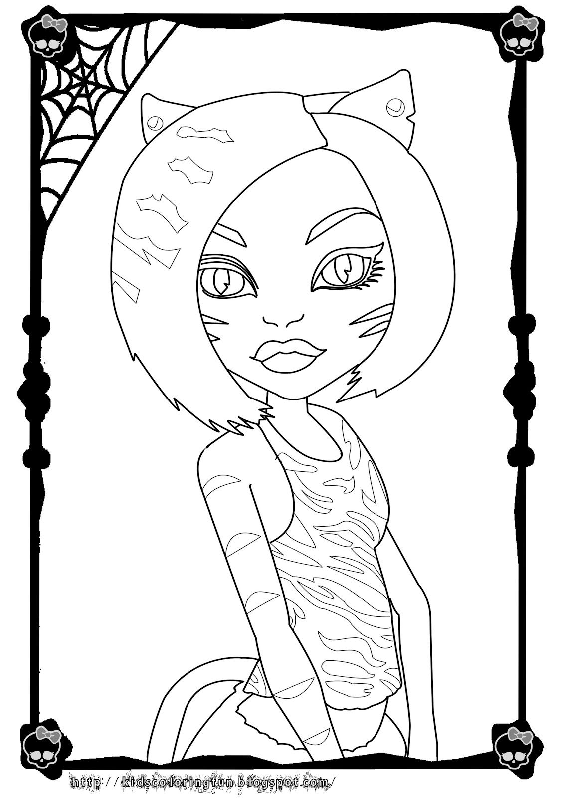 Coloriage de Monster High avec des personnages iconiques en pleine action