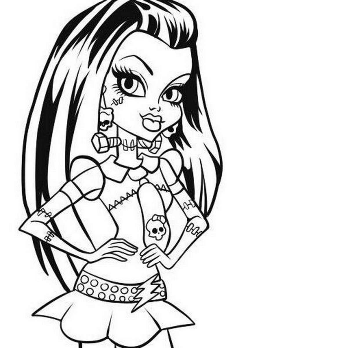 Coloriage de Monster High avec les personnages dans un décor stylisé
