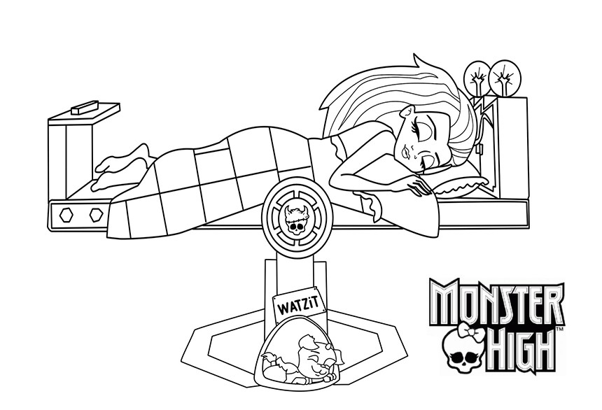 Coloriage de personnages de Monster High en pleine pose sur fond stylisé