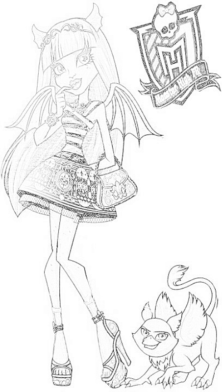 Personnage de Monster High en pleine pose avec un décor stylisé