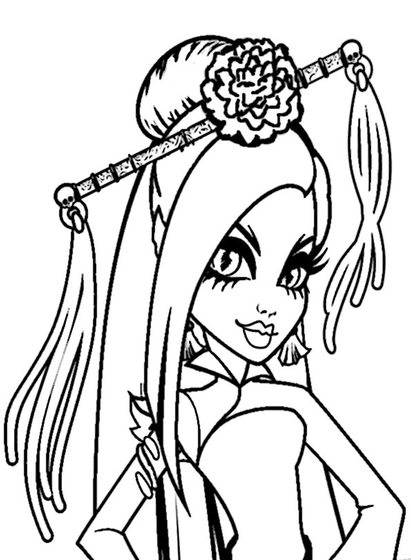 Une fille de Monster High en pleine pose avec un décor stylisé