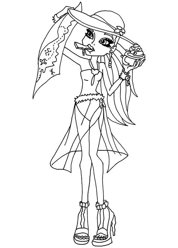 Une jeune fille de Monster High en pleine pose sur fond graphique