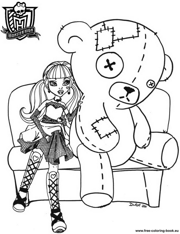 Coloriage d'une jeune fille Monster High en tenue gothique