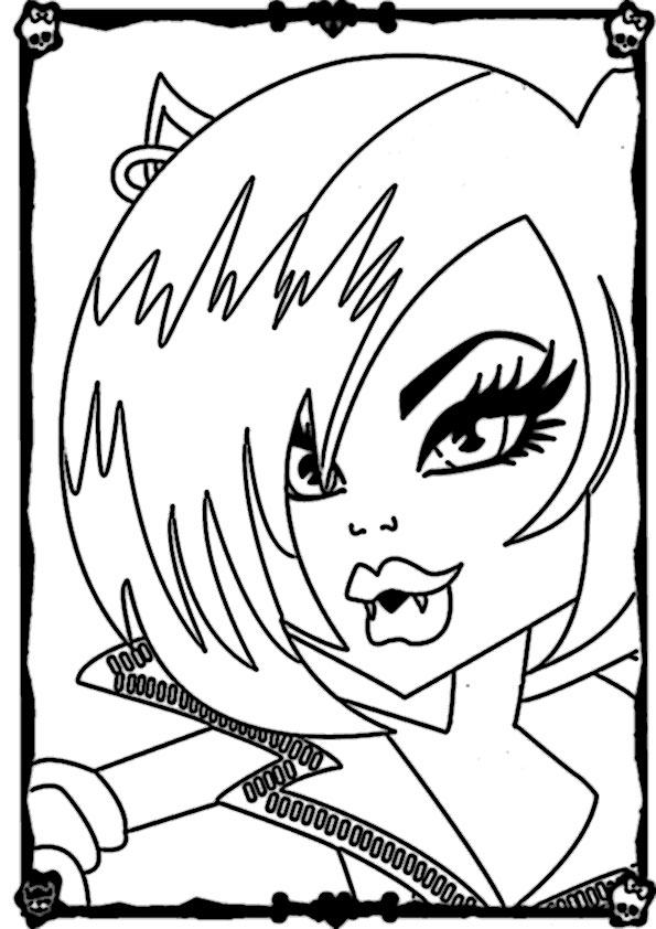 Coloriage de Monster High avec un personnage emblématique dans un décor stylisé