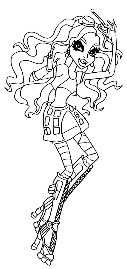 Coloriage de Monster High : une élève en pleine préparation pour un événement
