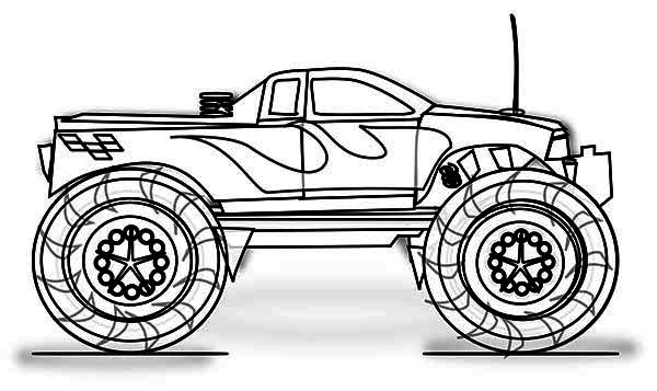 Coloriage d'un monster truck en pleine action sur une piste Coloriage d'un monster truck en pleine action sur une piste
