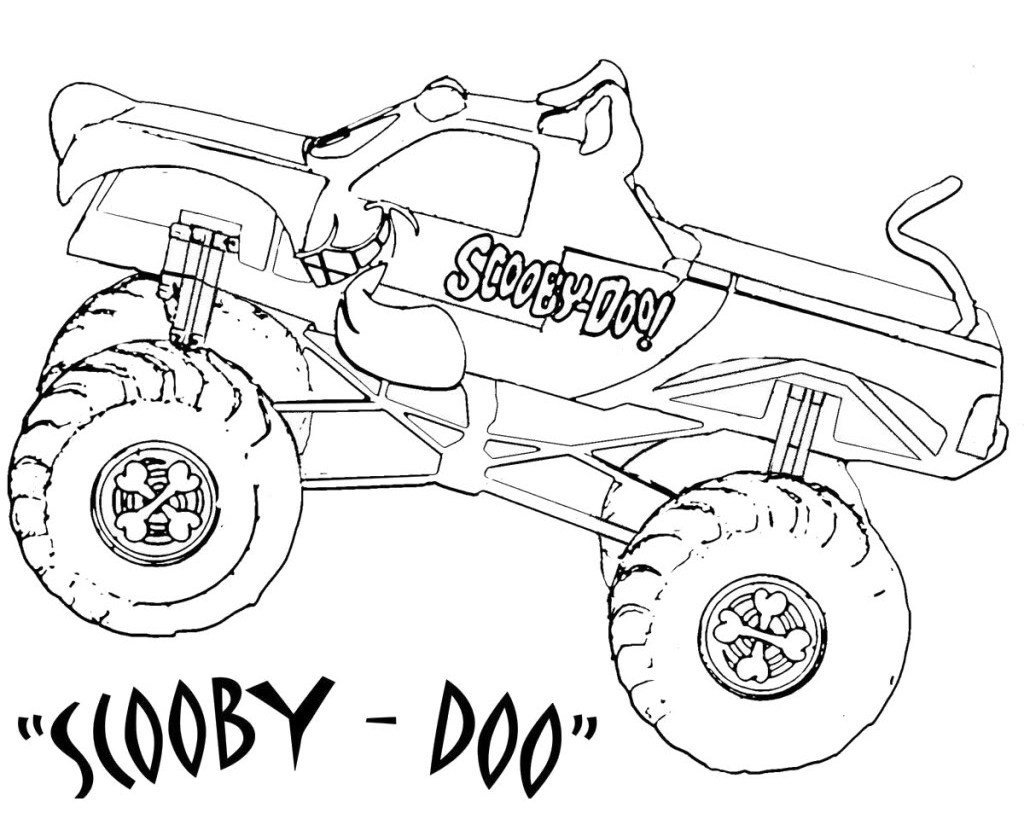 Coloriage d'un monster truck sur une route poussiéreuse Coloriage d'un monster truck sur une route poussiéreuse
