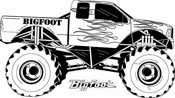 Coloriage d'un monster truck en pleine action sur un circuit Coloriage d'un monster truck en pleine action sur un circuit