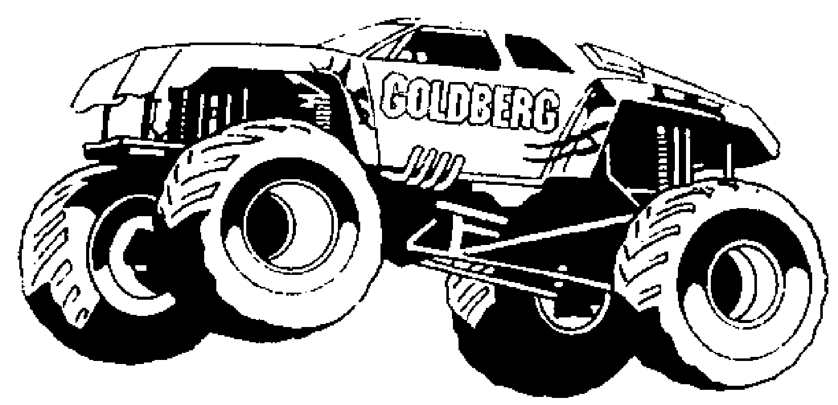 Coloriage d'un monster truck sur un terrain accidenté Coloriage d'un monster truck sur un terrain accidenté