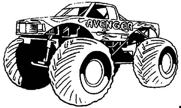 Coloriage d'un monster truck sur une route accidentée Coloriage d'un monster truck sur une route accidentée
