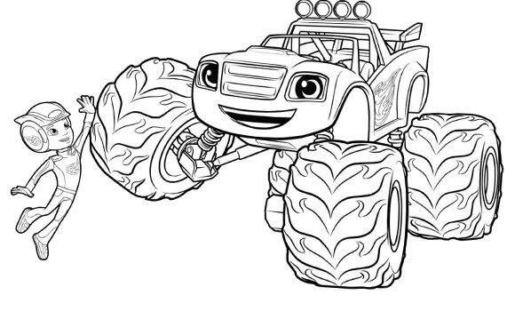 Un monster truck sur un terrain accidenté prêt à être colorié Un monster truck sur un terrain accidenté prêt à être colorié