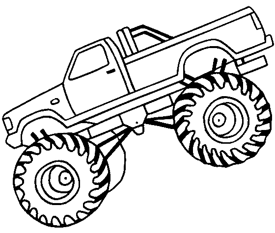 Coloriage d'un monster truck surmontant une colline Coloriage d'un monster truck surmontant une colline