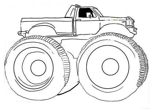 Coloriage d'un monster truck sur un terrain de course Coloriage d'un monster truck sur un terrain de course