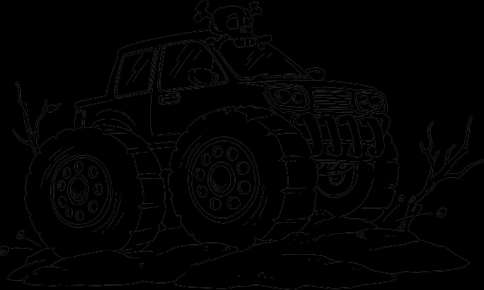 Un monster truck sur une piste de course pleine d'obstacles Un monster truck sur une piste de course pleine d'obstacles