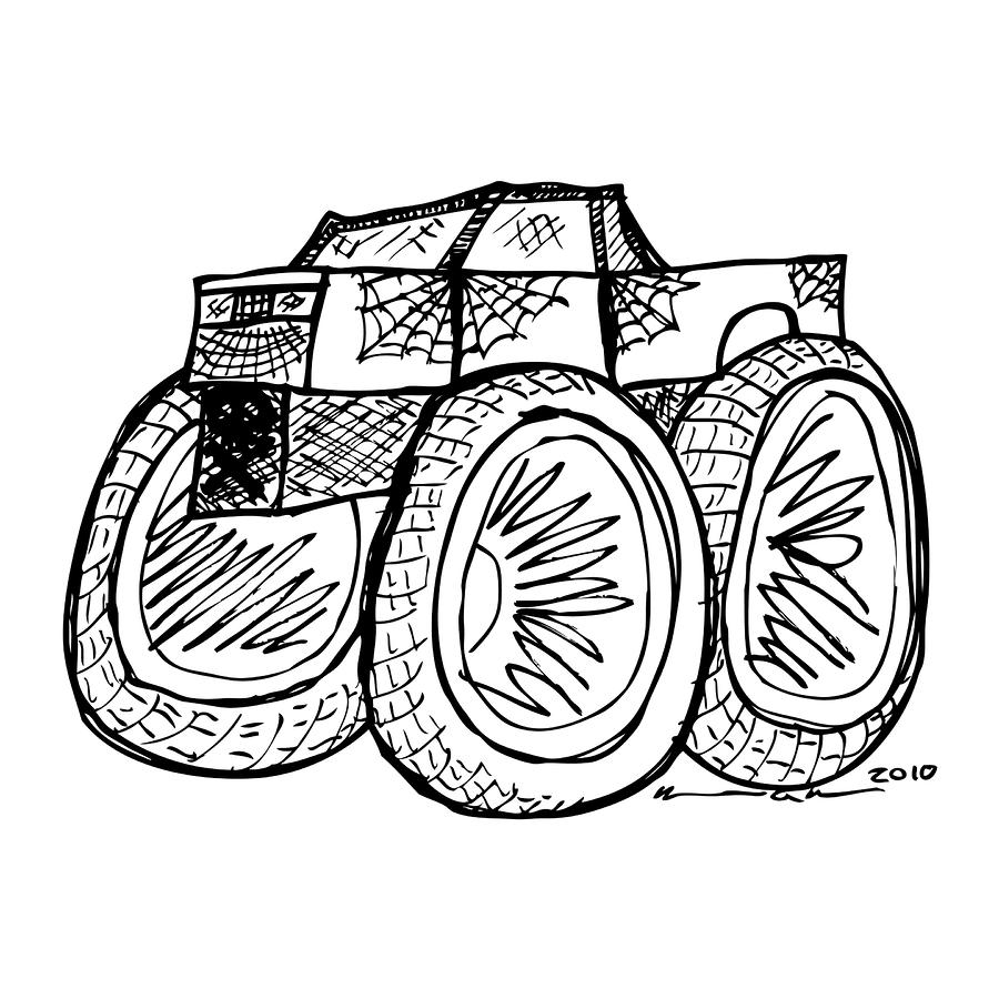 Coloriage de monster truck sur un terrain accidenté Coloriage de monster truck sur un terrain accidenté