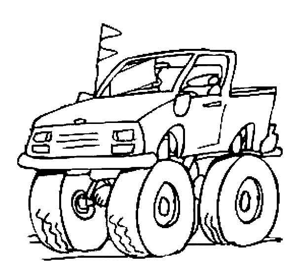 Coloriage d’un monster truck en pleine action sur des obstacles Coloriage d’un monster truck en pleine action sur des obstacles