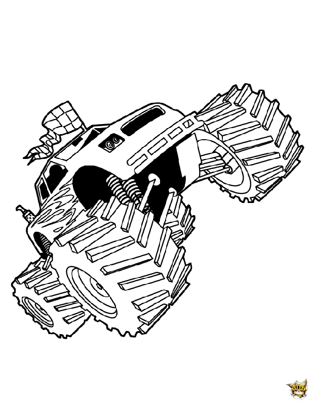 Coloriage d'un monster truck sur une route d'aventure Coloriage d'un monster truck sur une route d'aventure
