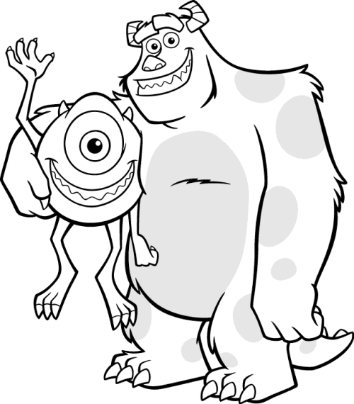 Coloriage de monstres joyeux dans un décor ludique