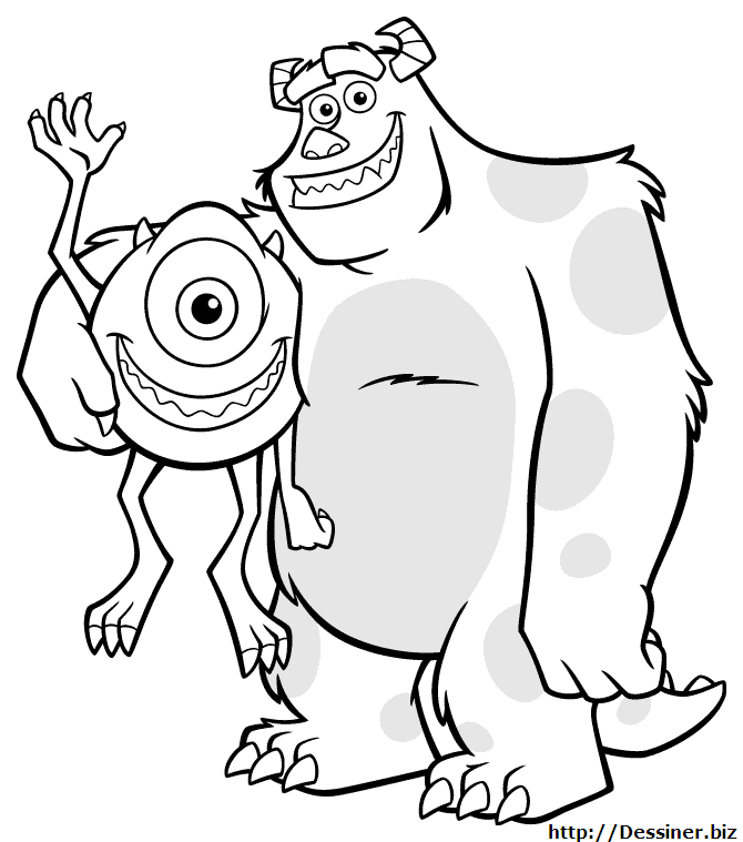 Coloriage de monstres de Monstres et Cie dans un décor ludique