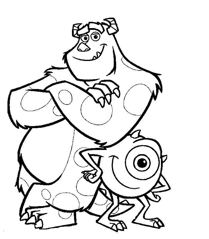 Coloriage de personnages de Monstres et Cie dans un décor ludique