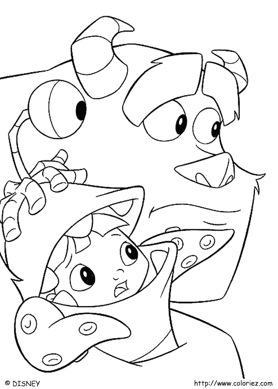 Coloriage de monstres joyeux dans un décor ludique
