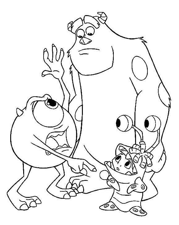 Coloriage de Monstres et Cie dans une scène ludique