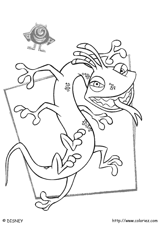 Coloriage de monstres de Monstres et Cie dans un décor amusant