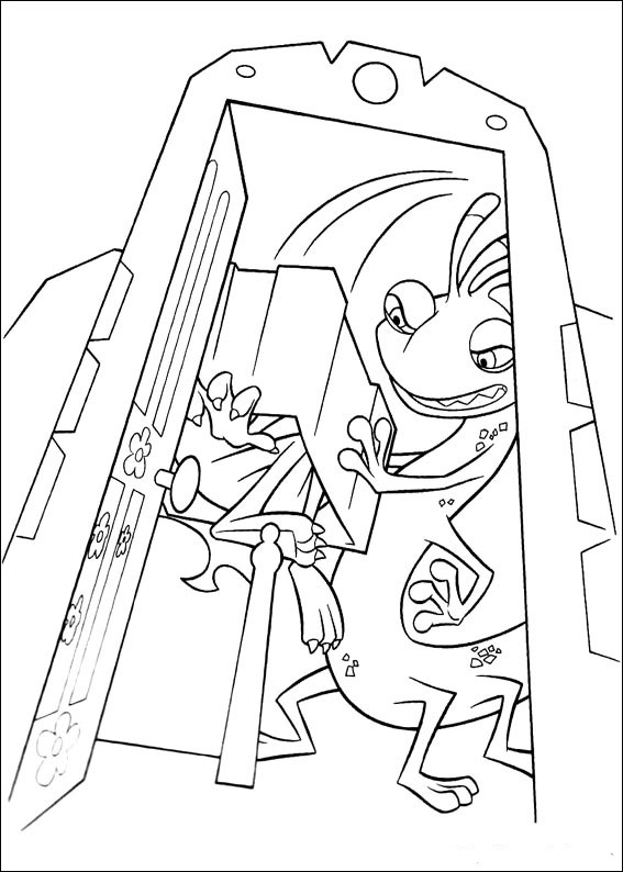 Coloriage de monstres joyeux dans un décor ludique
