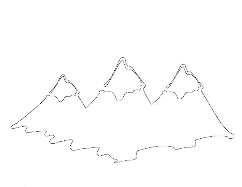 Coloriage d'une montagne majestueuse sous un ciel dégagé