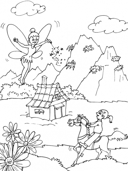 Coloriage d'une montagne majestueuse sous un ciel dégagé